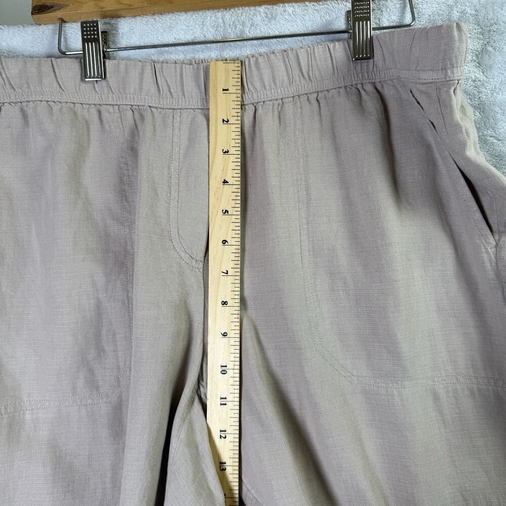 J Jill Purejill Pants Size Medium Tan Beige Wide Leg Linen Blend Boho Artsy - Picture 5 of 13